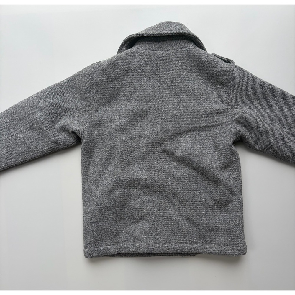 BabyGap Toddler Boys Gray Wool Blend Pea Coat Plaid Lined Jacket 4 Years - Picture 4 of 6